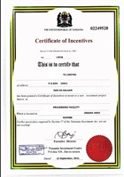 Certificate of Incentives